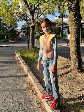 「アイテム（Tシャツ/カットソー）」を使った、miperoさん（キッズ・140cm・10代）の秋コーディネート