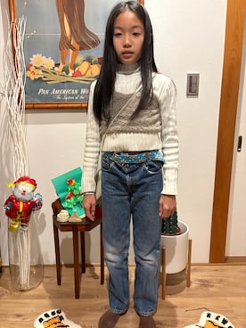 「アイテム（パンツ）」を使った、miperoさん（キッズ・140cm）の冬コーディネート