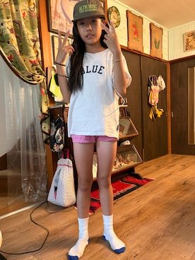 「RALPH LAUREN（ラルフ ローレン）のアイテム（その他パンツ、ピンク系）」を使った、miperoさん（キッズ・147cm）の夏コーディネート