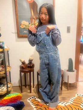 「アイテム（オールインワン・サロペット）」を使った、miperoさん（キッズ・140cm）の秋コーディネート