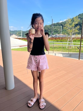 「ZARA KIDS（ ）のアイテム（サンダル）」を使った、miperoさん（キッズ・140cm）の夏コーディネート