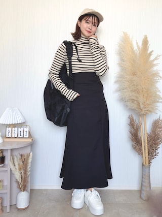 「mily bilet（ミウィビレット）の【mily bilet】さりげない洒落感。指抜きハイネックリブニット（ニット/セーター）」を使った、kotori ¨̮さん（レディース・157cm）の春コーディネート