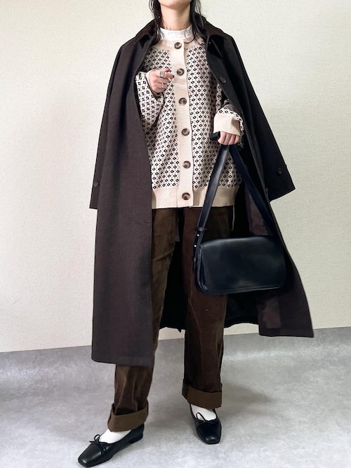 セール】レトロな気分。2way配色ジャガードオーバーサイズニットカーデ