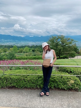 「アイテム（ハット）」を使った、chicoさん（レディース・158cm）の夏コーディネート