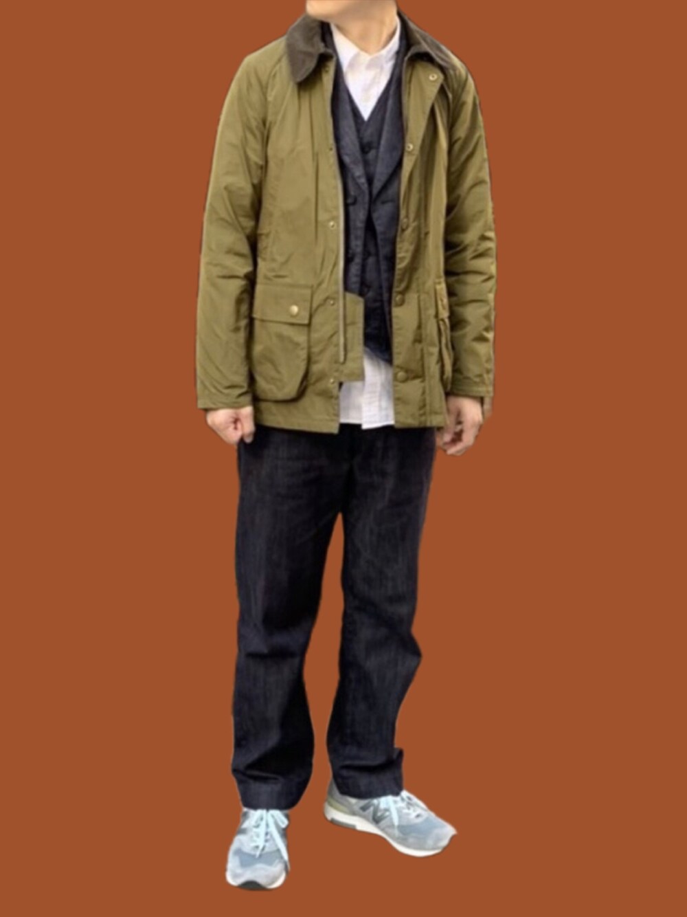 「barbour、バブアー、セットアップ、セットアップスタイル、ニューバランス、NEWBALANCE、UNIQLO、ユニクロ、デニム、いいね、save、フォローお願いします🤑、スニーカー、スニーカーコーデ、休日スタイル、ファッションの力を信じよう、おしゃれさんと繋がりたい」｜「NEW BALANCEのM1400（スニーカー、グレー系）」を使った、metsan1986さん（メンズ・177cm）の冬コーディネートの1枚目の写真