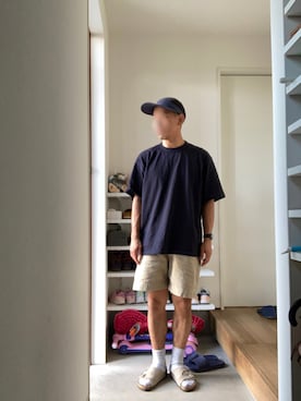 「Railroad Sock（レイルロードソック）のアイテム」を使った、ボルさん（メンズ・172cm）の夏コーディネート