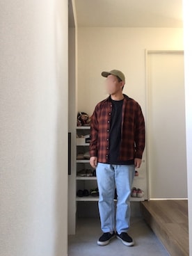 「ウールシャツ」｜「アイテム（スリッポン）」を使った、ボルさん（メンズ・172cm）の秋コーディネート