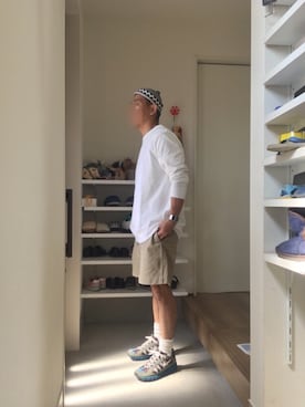 「Railroad Sock（レイルロードソック）のアイテム」を使った、ボルさん（メンズ・172cm）の春コーディネート