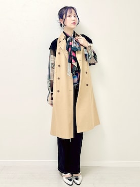 「アイテム（トレンチコート）」を使った、channieさん（レディース・162cm）の秋コーディネート