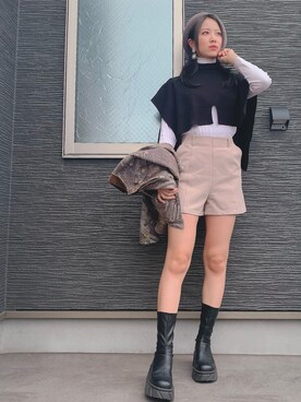 「NICE CLAUP（ナイスクラップ）のアイテム（ハンチング/ベレー帽）」を使った、channieさん（レディース・162cm）の秋コーディネート