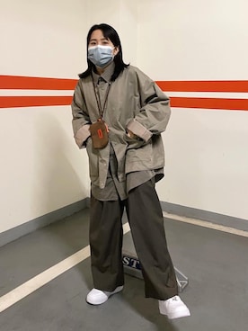 「plain-me（プレインミー）のアイテム（スラックス）」を使った、Tzuuuさん（レディース・152cm）の冬コーディネート