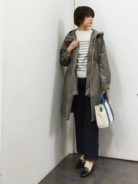 「アイテム（モッズコート、グリーン系）」を使った、satoponさん（レディース・166cm）の冬コーディネート