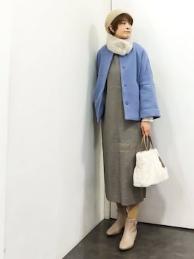 「アイテム（ストール/ショール）」を使った、やまちゃんさん（レディース・166cm）の秋コーディネート