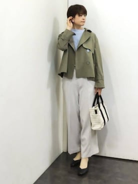 「アイテム（トレンチコート、グリーン系）」を使った、やまちゃんさん（レディース・166cm）の春コーディネート