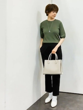 「アイテム（その他シューズ、ホワイト系）」を使った、やまちゃんさん（レディース・166cm）の夏コーディネート