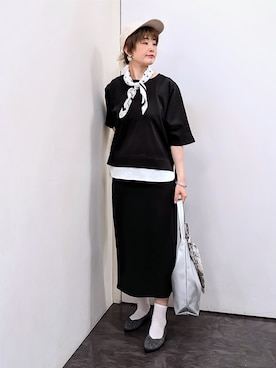 「grove（グローブ）の【透けにくい】ダブルフロントタンク（Tシャツ/カットソー、ホワイト系）」を使った、やまちゃんさん（レディース・166cm）の夏コーディネート