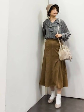 「grove（グローブ）のアイテム（ハット）」を使った、やまちゃんさん（レディース・166cm）の秋コーディネート