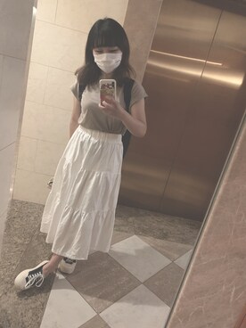 「MUJI Labo（ムジラボ）のアイテム（バッグ）」を使った、ねこさん（レディース・149cm）の夏コーディネート