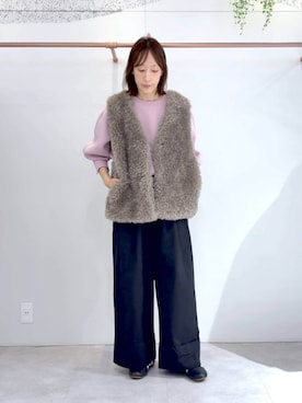 「アイテム（スウェット、ピンク系）」を使った、mino_lepsimさん（レディース・164cm）の秋コーディネート