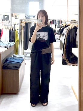 「LEPSIM（レプシィム）のシアー刺繍イージーパンツ　740395（その他パンツ、ブラック系）」を使った、mino_lepsimさん（レディース・164cm）の夏コーディネート