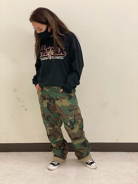 「アイテム（マスク、ブラック系）」を使った、ayanaさん（レディース・158cm）の秋コーディネート