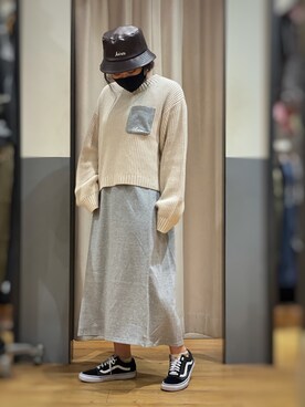 「2wayワンピース」｜「アイテム（帽子）」を使った、ayanaさん（レディース・158cm）の秋コーディネート