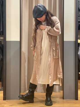 「ハンチング」｜「アイテム（ワンピース）」を使った、ayanaさん（レディース・158cm）の冬コーディネート