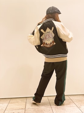 「ジャージ」｜「アイテム（スタジャン）」を使った、ayanaさん（レディース・158cm）の冬コーディネート
