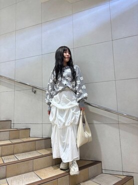 「SENSE OF PLACE by URBAN RESEARCH（センスオブプレイスバイアーバンリサーチ）のフラワージャガードカーディガン（カーディガン/ボレロ）」を使った、あんりさん（レディース・155cm）の冬コーディネート