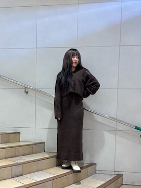 「冬服コーデ」｜「アイテム（ワンピース）」を使った、あんりさん（レディース・155cm）の冬コーディネート