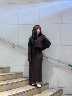 「冬の差し色コーデ」｜あんりさん（レディース・155cm）の冬コーディネート