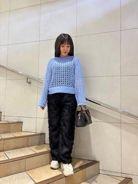 「SENSE OF PLACE by URBAN RESEARCH（センスオブプレイスバイアーバンリサーチ）のフリンジイージーパンツ（その他パンツ）」を使った、あんりさん（レディース・155cm）の冬コーディネート