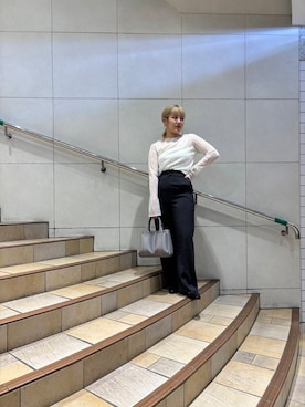 「フェスコーデ」｜「アイテム（スラックス）」を使った、あんりさん（レディース・155cm）の春コーディネート