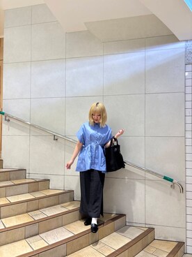「SENSE OF PLACE by URBAN RESEARCH（センスオブプレイスバイアーバンリサーチ）の『UR TECH DRYLUXE』リネンライクスリットタイトスカート（スカート）」を使った、あんりさん（レディース・155cm）の春コーディネート