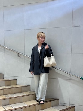 「SENSE OF PLACE by URBAN RESEARCH（センスオブプレイスバイアーバンリサーチ）のアイテム（テーラードジャケット）」を使った、あんりさん（レディース・155cm）の夏コーディネート