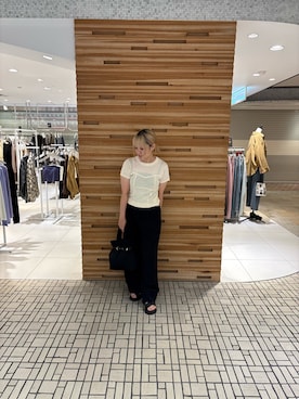 「SENSE OF PLACE by URBAN RESEARCH（センスオブプレイスバイアーバンリサーチ）の3タックスラックスワイドパンツ（その他パンツ）」を使った、あんりさん（レディース・155cm）の夏コーディネート