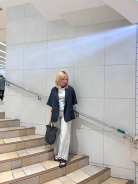 「旅行コーデ」｜「アイテム（ジャケット/アウター）」を使った、あんりさん（レディース・155cm）の夏コーディネート