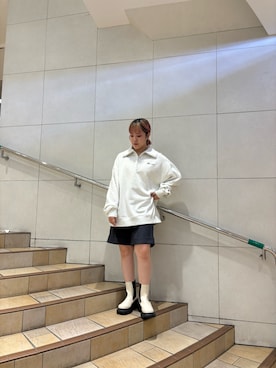 「SENSE OF PLACE by URBAN RESEARCH（センスオブプレイスバイアーバンリサーチ）の『消臭』サイドゴアボリュームソールブーツ（ブーツ）」を使った、あんりさん（レディース・155cm）の秋コーディネート