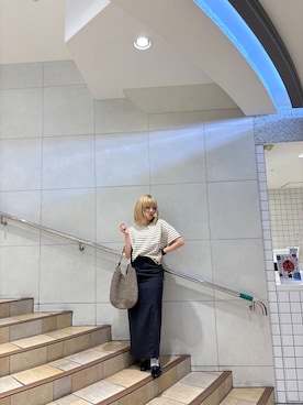 「SENSE OF PLACE by URBAN RESEARCH（センスオブプレイスバイアーバンリサーチ）の『UR TECH DRYLUXE』リネンライクスリットタイトスカート（スカート）」を使った、あんりさん（レディース・155cm）の春コーディネート