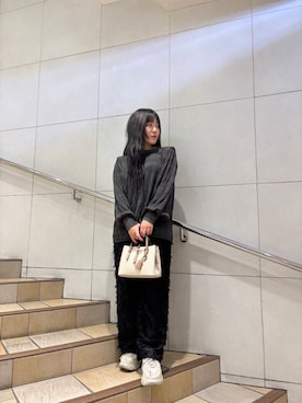 「SENSE OF PLACE by URBAN RESEARCH（センスオブプレイスバイアーバンリサーチ）のフリンジイージーパンツ（その他パンツ）」を使った、あんりさん（レディース・155cm）の冬コーディネート