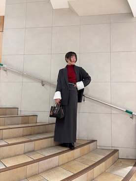 「SENSE OF PLACE by URBAN RESEARCH（センスオブプレイスバイアーバンリサーチ）のフロントポケットペンシルスカート（スカート）」を使った、あんりさん（レディース・155cm）の冬コーディネート
