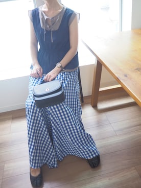 「ぺプラムトップス」｜「アイテム（バレエシューズ）」を使った、❁ a i  ❁さん（レディース・158cm）の夏コーディネート