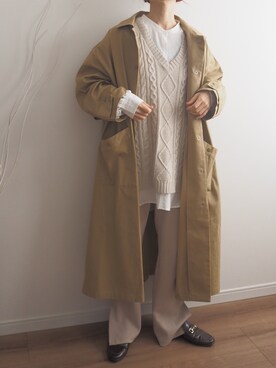 「select MOCA（セレクトモカ）のアイテム（ステンカラーコート）」を使った、❁ a i  ❁さん（レディース・158cm）の冬コーディネート