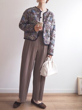 「ap retro（アプレトロ）のアイテム（ノーカラージャケット）」を使った、❁ a i  ❁さん（レディース・158cm）の秋コーディネート