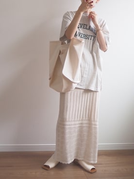 「Honeys（ハニーズ）のアイテム（トートバッグ）」を使った、❁ a i  ❁さん（レディース・158cm）の夏コーディネート