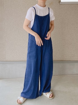 「coen（コーエン）のアイテム（オールインワン・サロペット）」を使った、❁ a i  ❁さん（レディース・158cm）の夏コーディネート