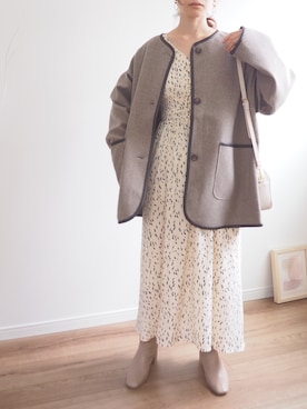 「ABITOKYO（アビトーキョー）のアイテム（ノーカラーコート）」を使った、❁ a i  ❁さん（レディース・158cm）の秋コーディネート