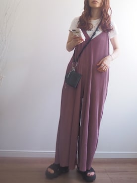 「アイテム（オールインワン・サロペット、ピンク系）」を使った、❁ a i  ❁さん（レディース・158cm）の夏コーディネート