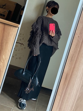 「アイテム（ボストンバッグ）」を使った、ゆんさん（レディース・153cm）の秋コーディネート