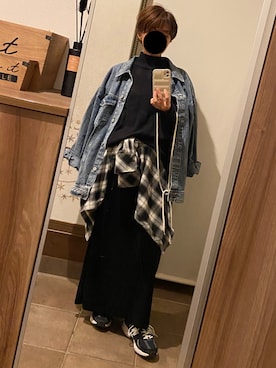 「アイテム（デニムジャケット）」を使った、ゆんさん（レディース・153cm）の秋コーディネート